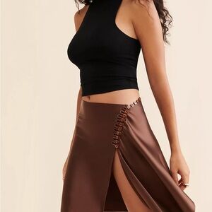 Elegant Brown Skirt with Button Detail